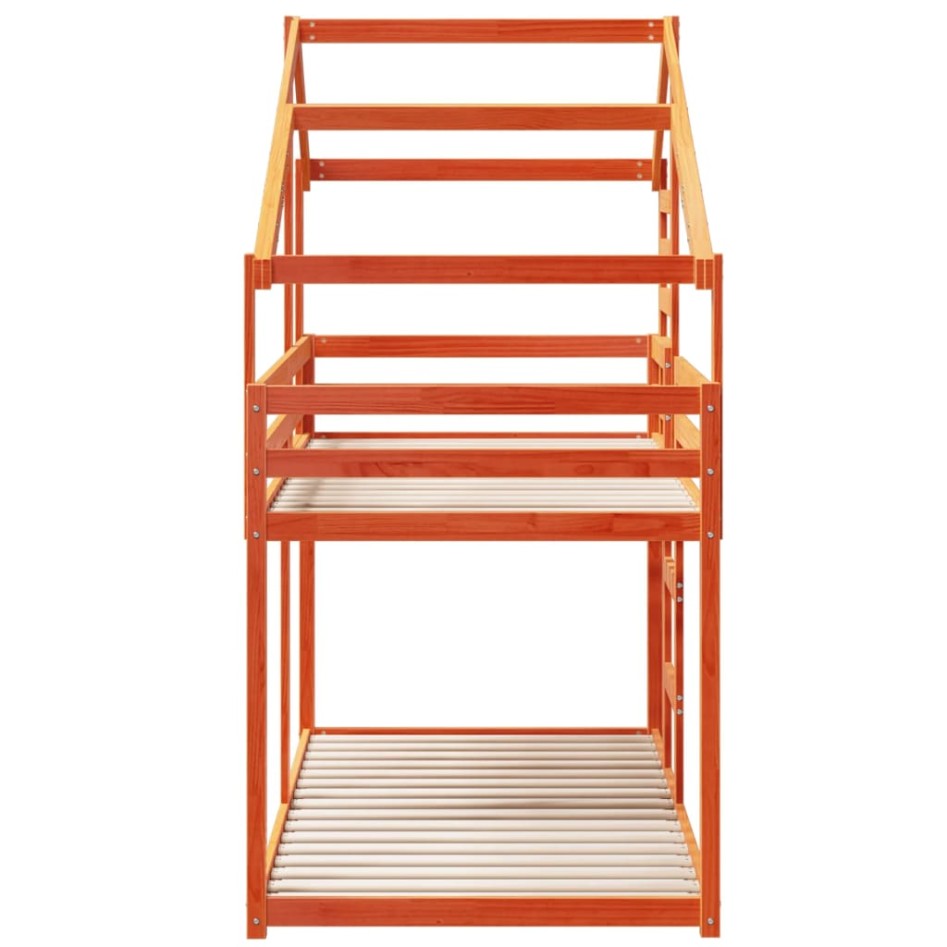 Cama con techo madera maciza pino marrón 80x200