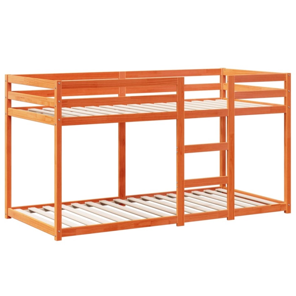 Cama con techo madera maciza pino marrón 80x200