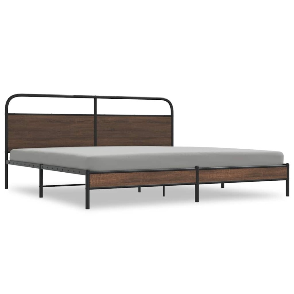 Estructura de cama sin colchón metal roble marrón 180x200