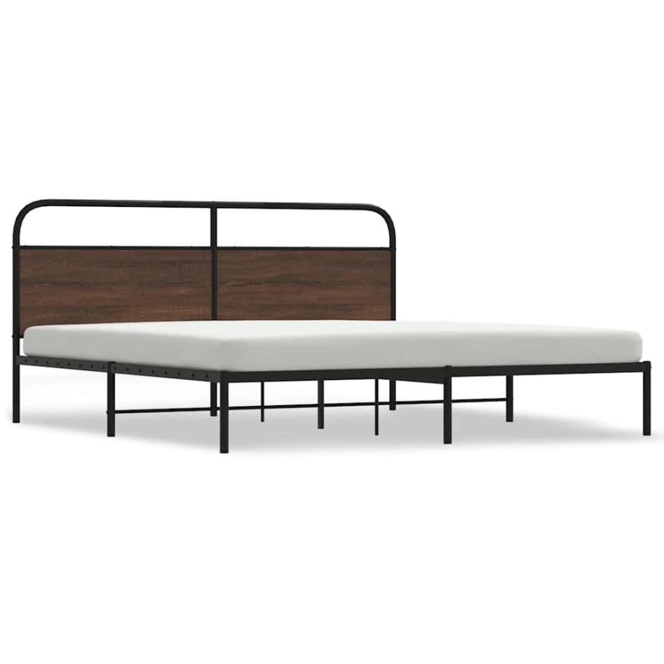 Estructura de cama sin colchón metal roble marrón 200x200