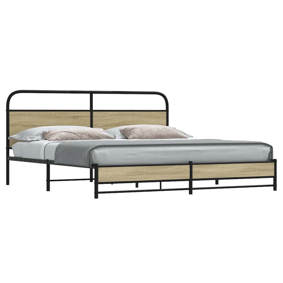 Estructura de cama sin colchón metal roble Sonoma 200x200