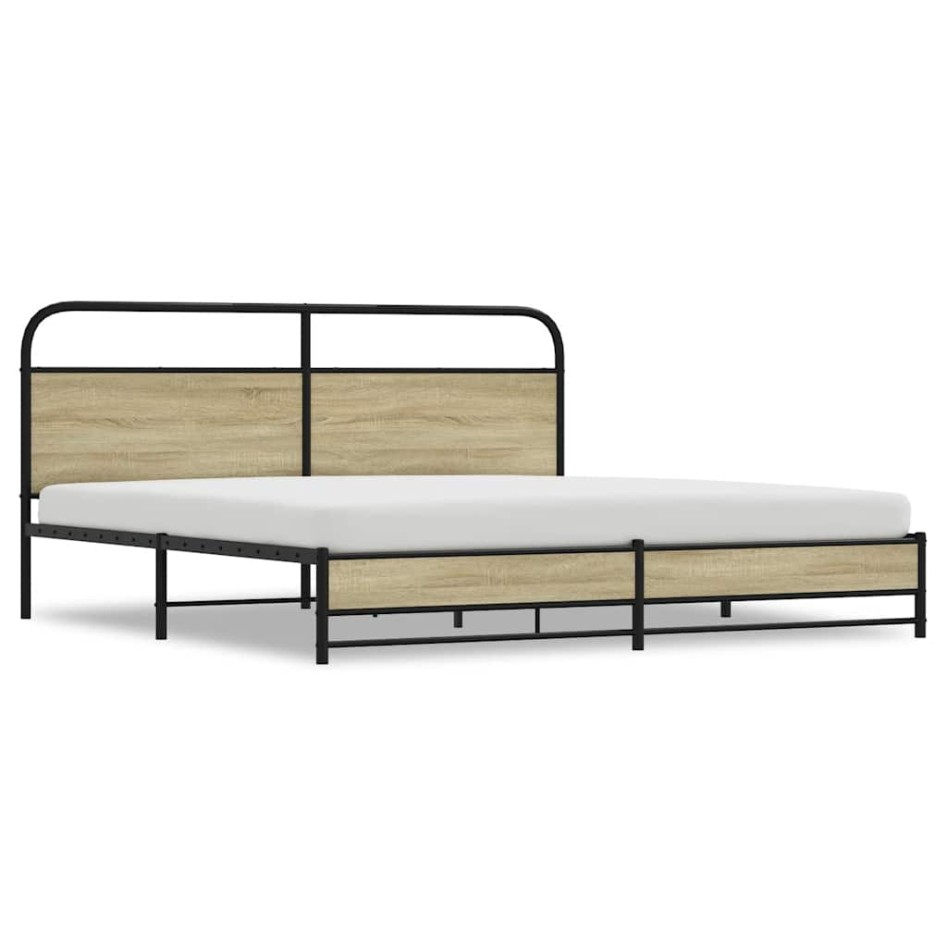 Estructura de cama sin colchón metal roble Sonoma 200x200