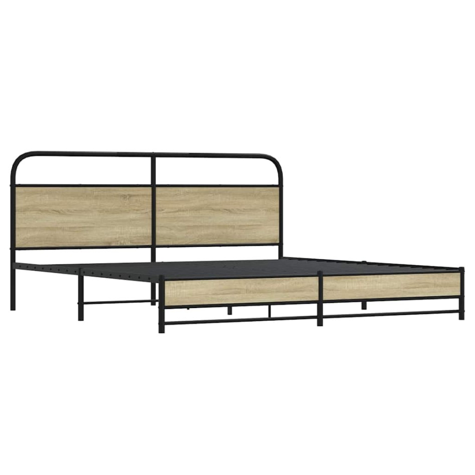 Estructura de cama sin colchón metal roble Sonoma 200x200