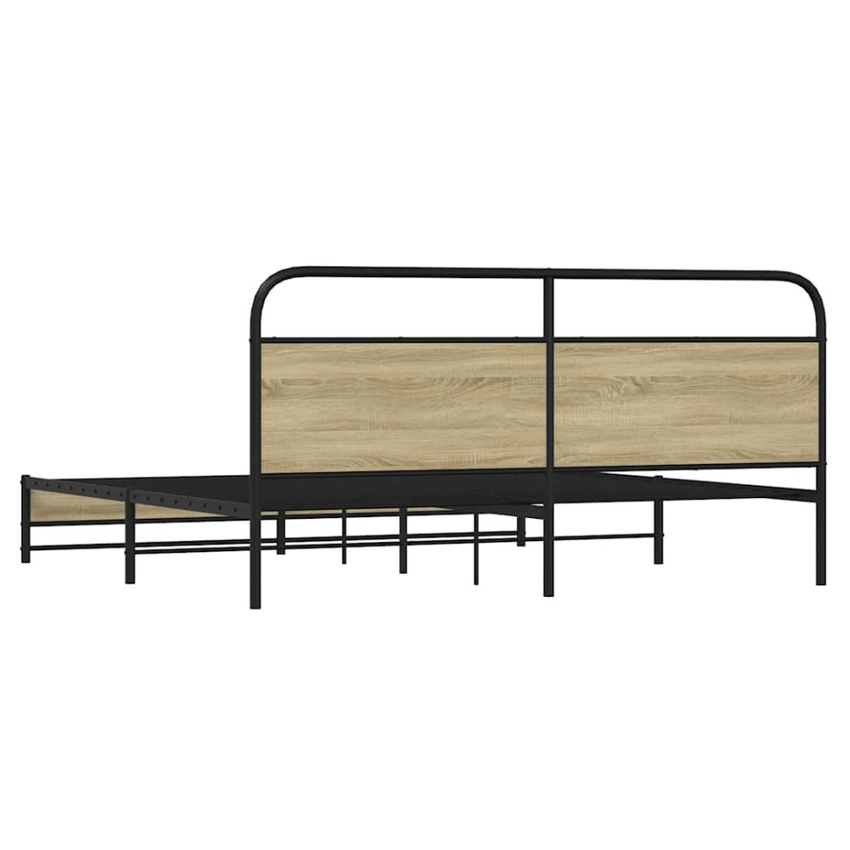 Estructura de cama sin colchón metal roble Sonoma 200x200