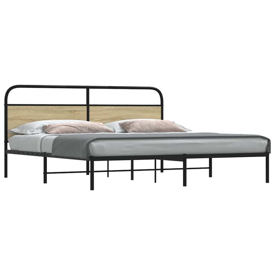 Estructura de cama sin colchón metal roble Sonoma 200x200