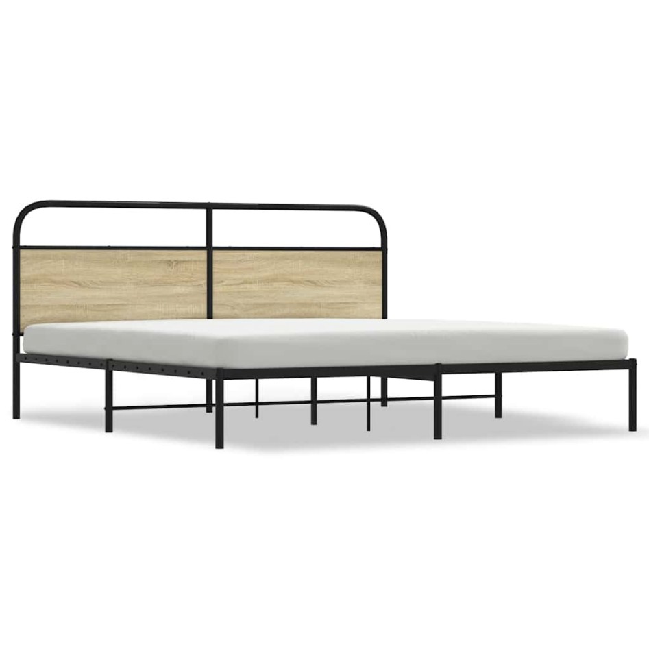 Estructura de cama sin colchón metal roble Sonoma 200x200
