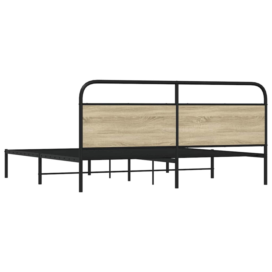 Estructura de cama sin colchón metal roble Sonoma 200x200