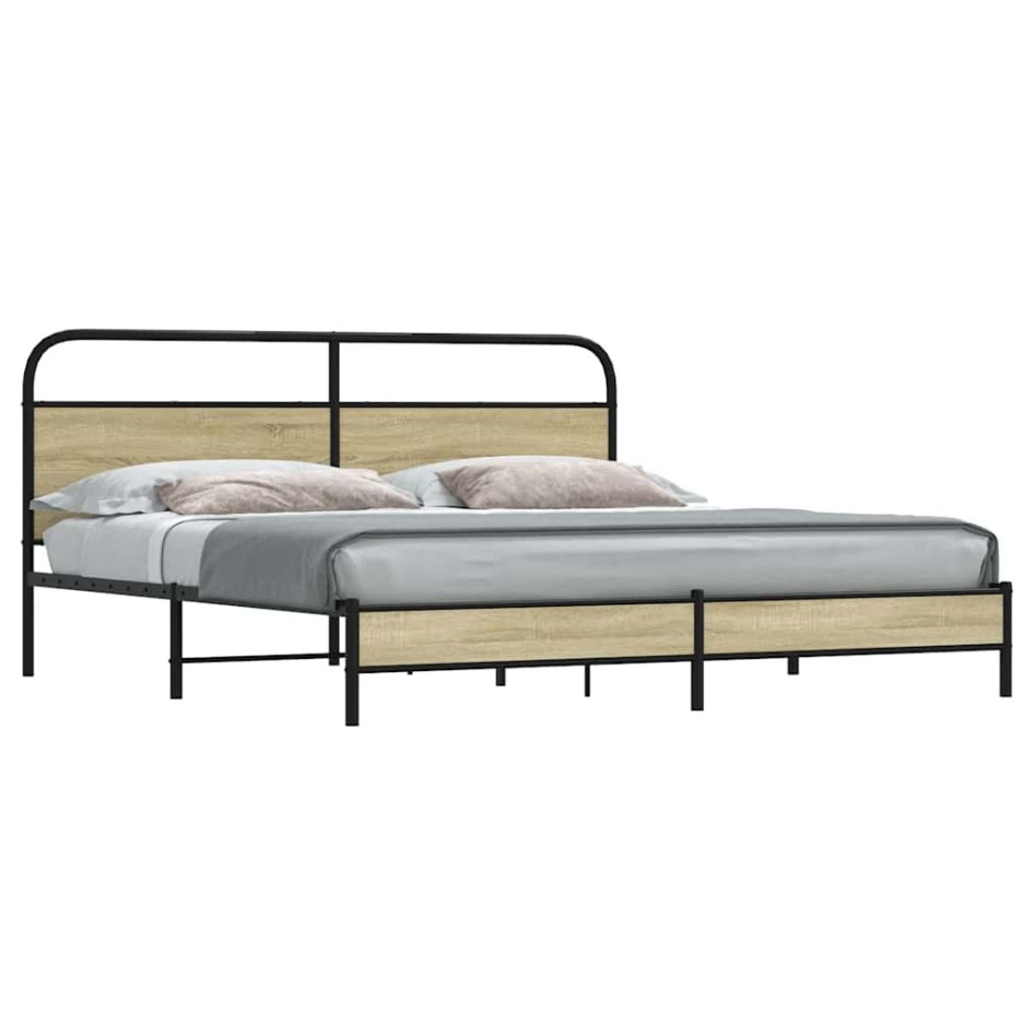 Estructura de cama sin colchón metal roble Sonoma 180x200