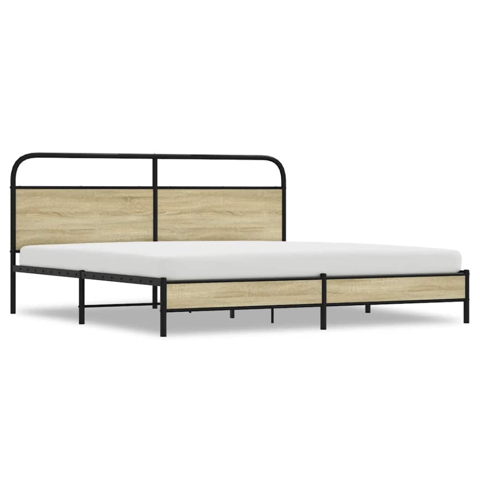 Estructura de cama sin colchón metal roble Sonoma 180x200