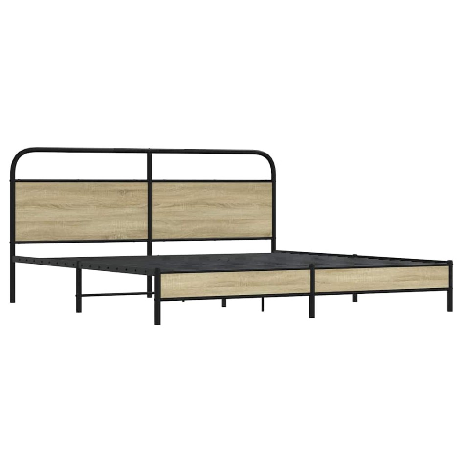 Estructura de cama sin colchón metal roble Sonoma 180x200