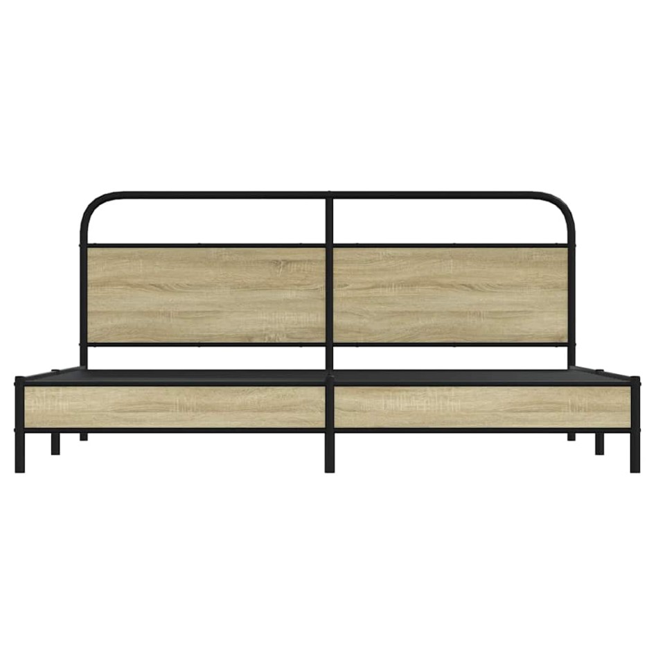 Estructura de cama sin colchón metal roble Sonoma 180x200