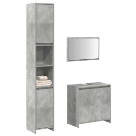 Set muebles de baño 2 piezas madera contrachapada gris