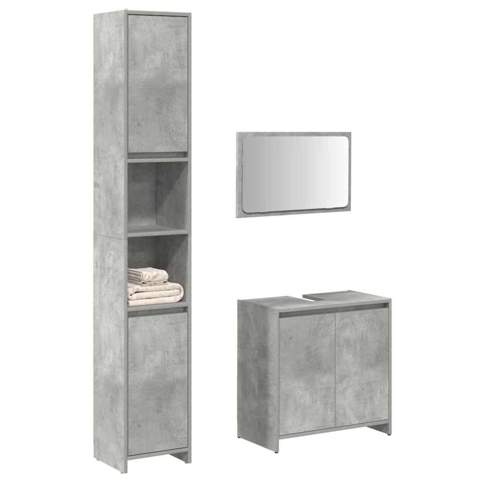 Set muebles de baño 2 piezas madera contrachapada gris
