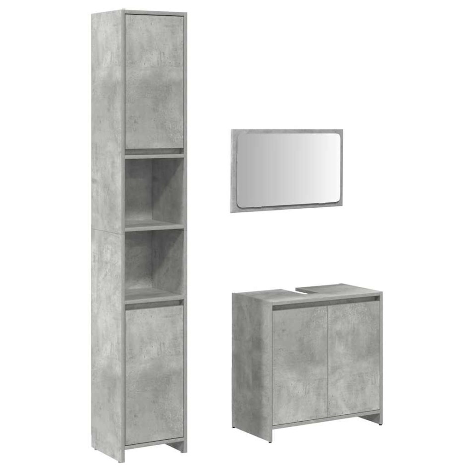 Set muebles de baño 2 piezas madera contrachapada gris