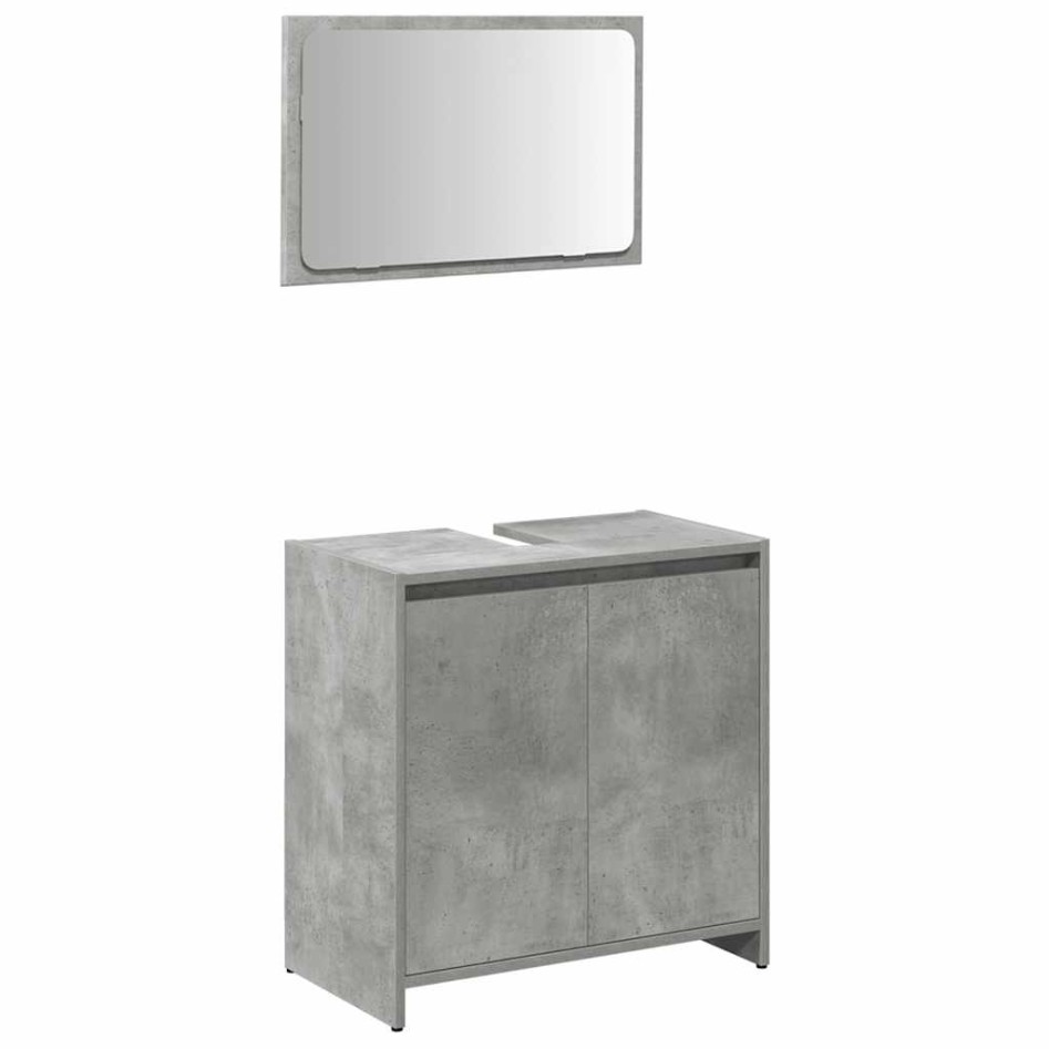 Set muebles de baño 2 piezas madera contrachapada gris
