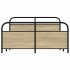 Estructura de cama sin colchón metal roble Sonoma 150x200