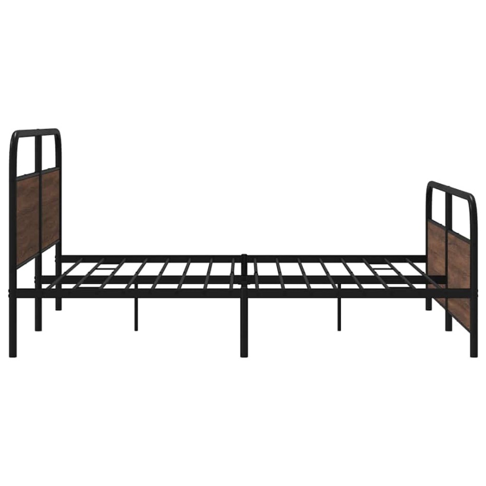 Estructura de cama sin colchón metal roble marrón 180x200