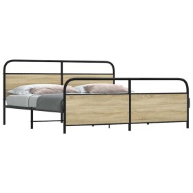Estructura de cama sin colchón metal roble Sonoma 180x200