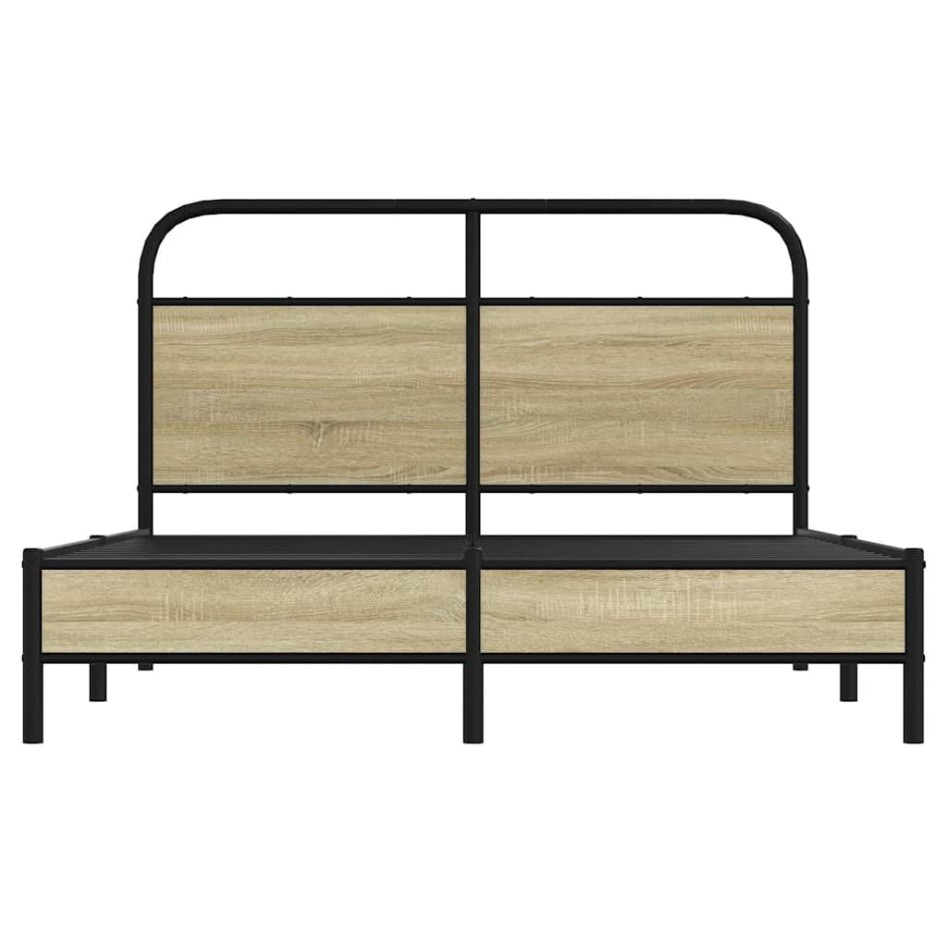 Estructura de cama sin colchón 140x190 cm madera roble