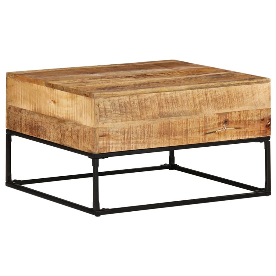 Mesa de centro madera de mango rugosa 68x68x41