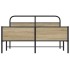 Estructura de cama sin colchón metal roble ahumado 160x200