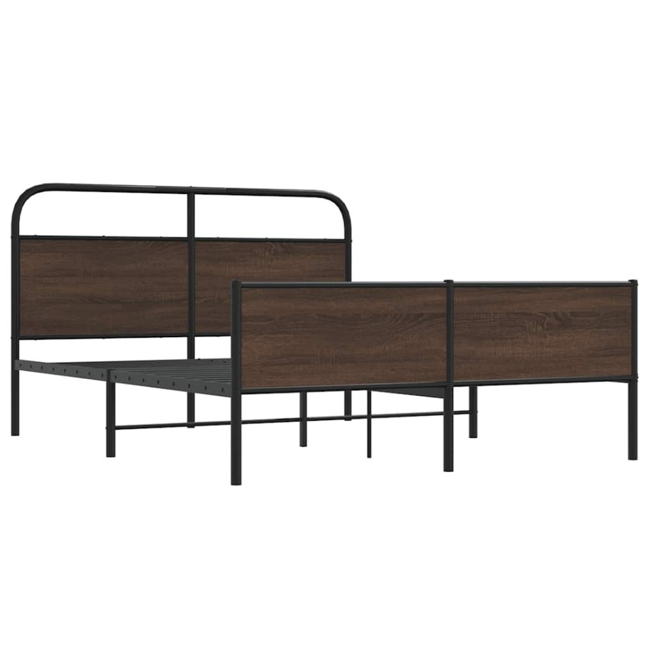 Estructura de cama sin colchón metal marrón roble 150x200