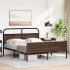 Estructura de cama sin colchón metal marrón roble 150x200