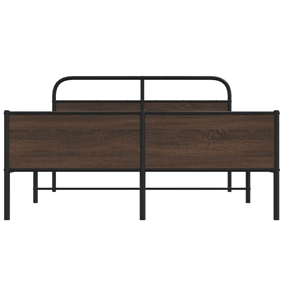 Estructura de cama sin colchón metal marrón roble 150x200