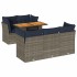 Set de muebles de jardín 6 pzas y cojines ratán sintético