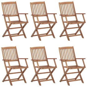 Sillas de exterior plegables 6 uds madera maciza