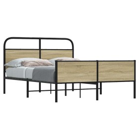 Estructura de cama sin colchón 140x190 cm madera roble