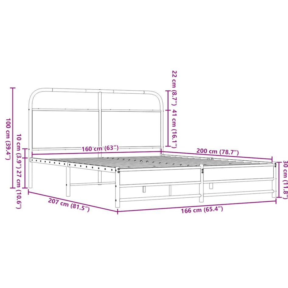 Estructura de cama sin colchón 150x200 cm madera marrón