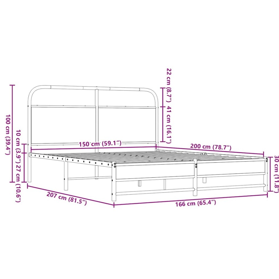 Estructura de cama sin colchón 150x200 cm madera marrón