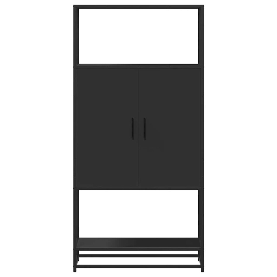 Aparador alto madera de ingeniería y metal negro 68x35x139