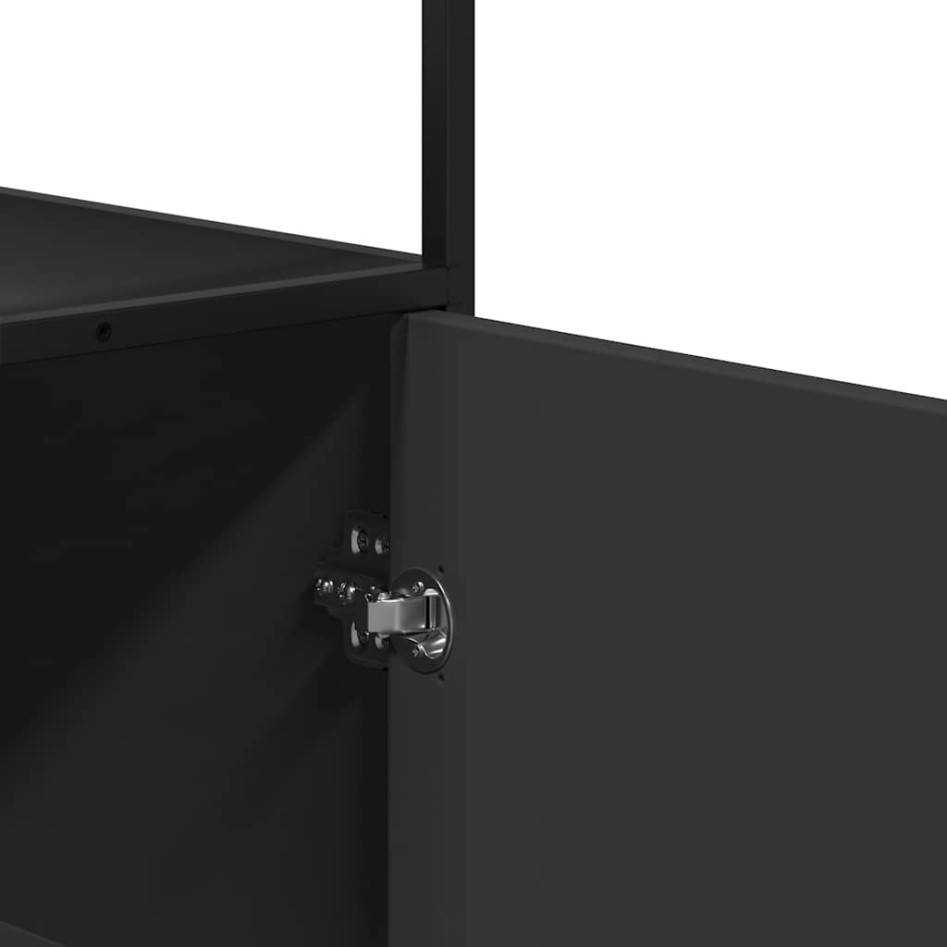 Aparador alto madera de ingeniería y metal negro 68x35x139