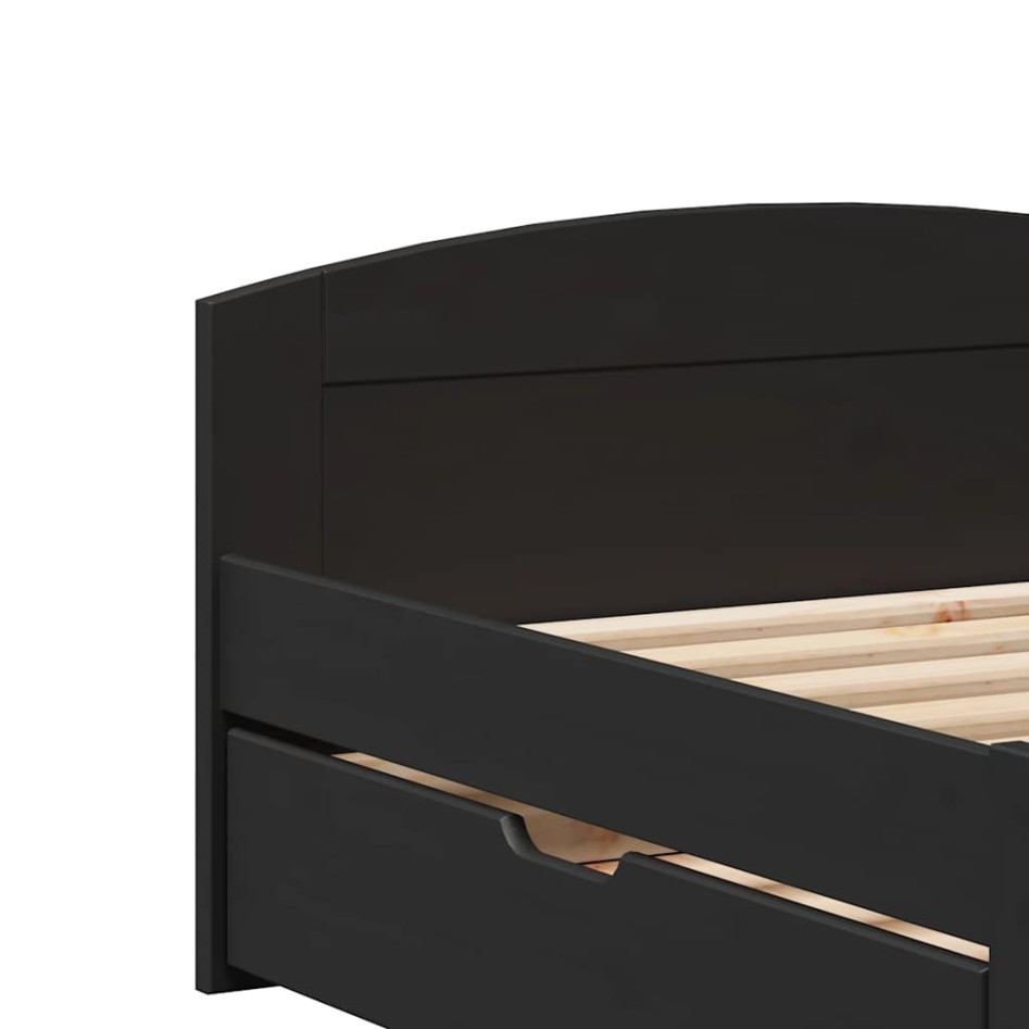 Diván con 2 cajones sin colchón IRUN negro 90x200