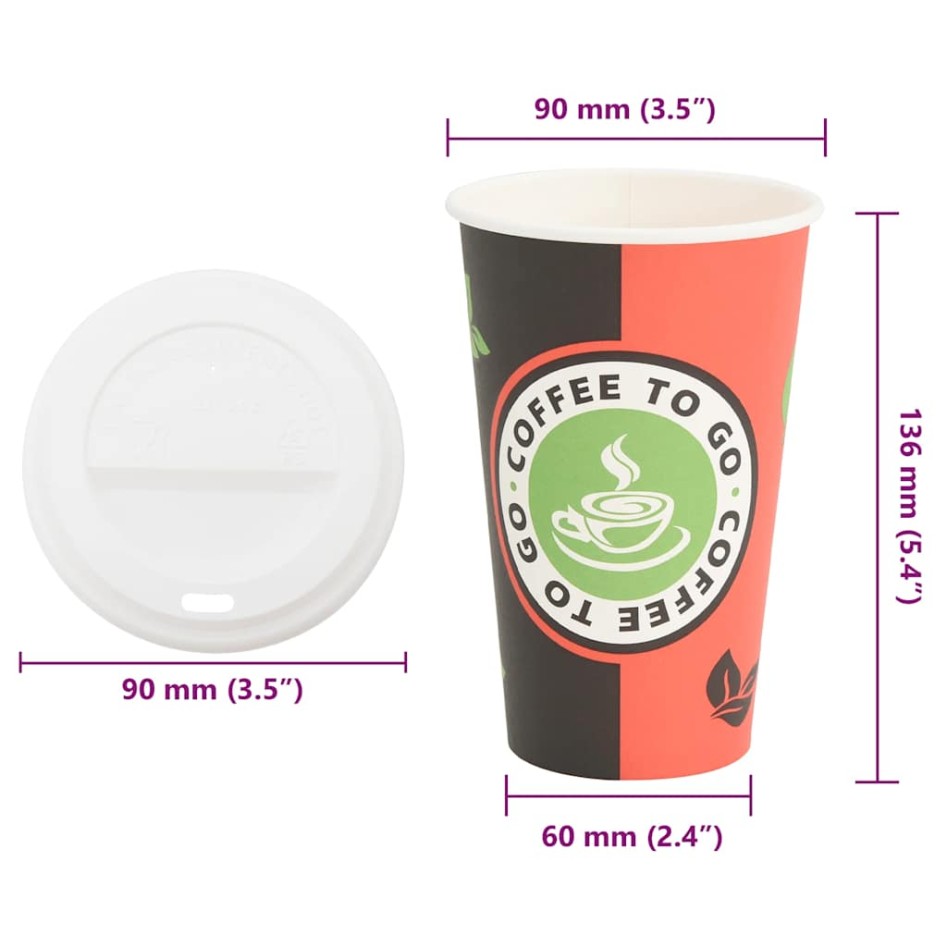 Vasos de café de papel con tapa 1000 uds 16oz