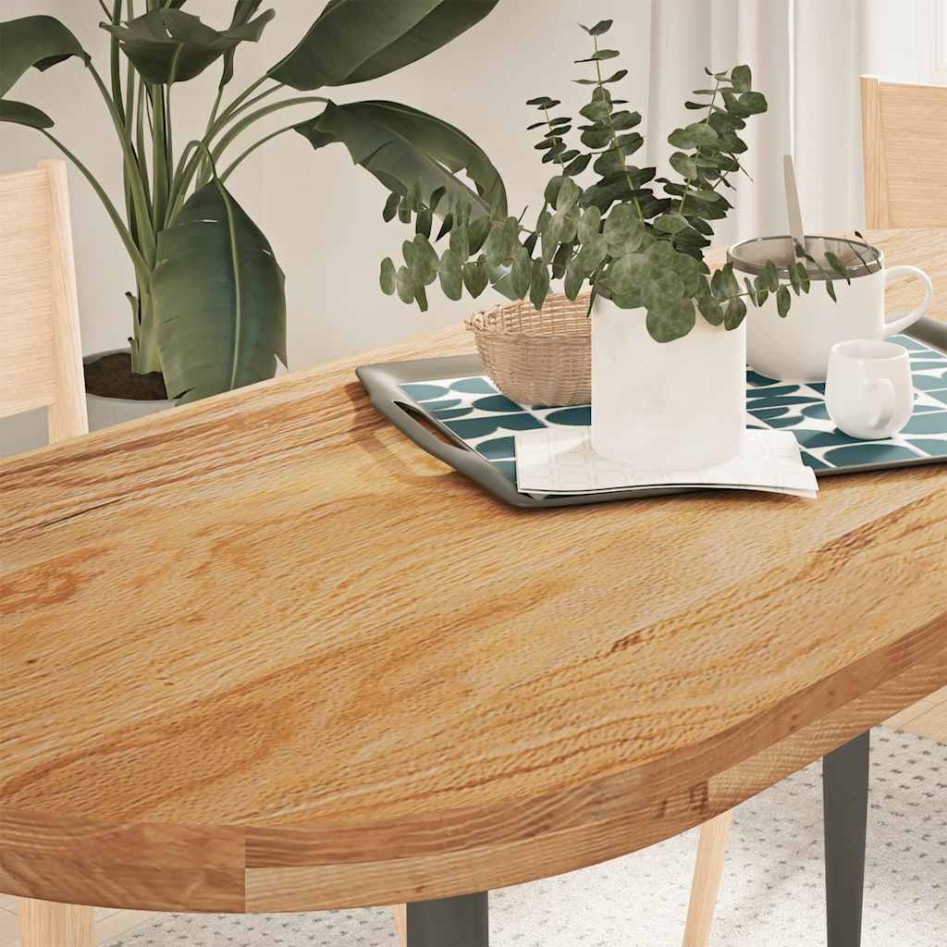 Tablero de mesa ovalado madera maciza de roble 140x60x4