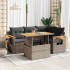 Set sofás jardín y cojines 5 pzas ratán sintético acacia