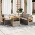 Set sofás jardín y cojines 7 pzas ratán sintético acacia