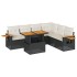 Set sofás jardín y cojines 7 pzas ratán sintético acacia