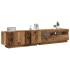 Mueble TV luces LED madera ingeniería envejecida 200x35x40