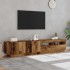 Mueble TV luces LED madera ingeniería envejecida 200x35x40
