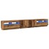 Mueble TV luces LED madera ingeniería envejecida 260x35x40