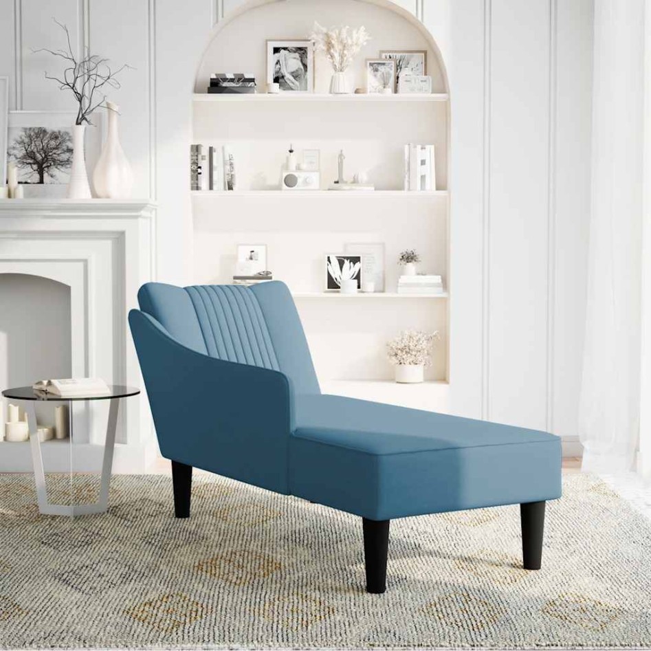 Chaise longue con reposabrazos derecho terciopelo