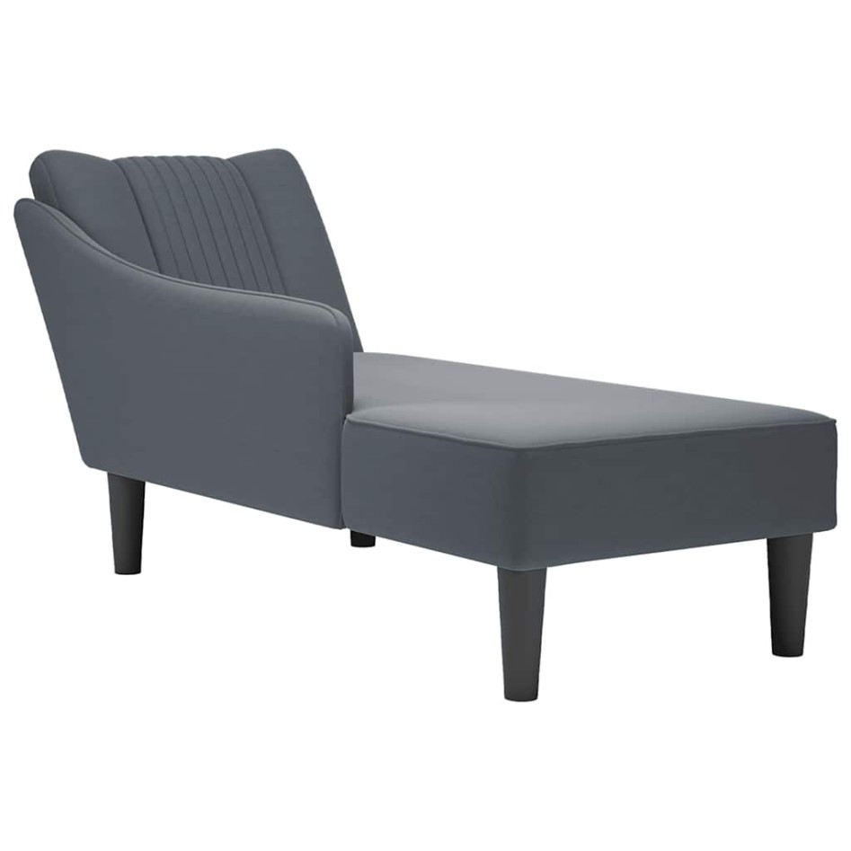 Chaise longue con reposabrazos derecho terciopelo gris