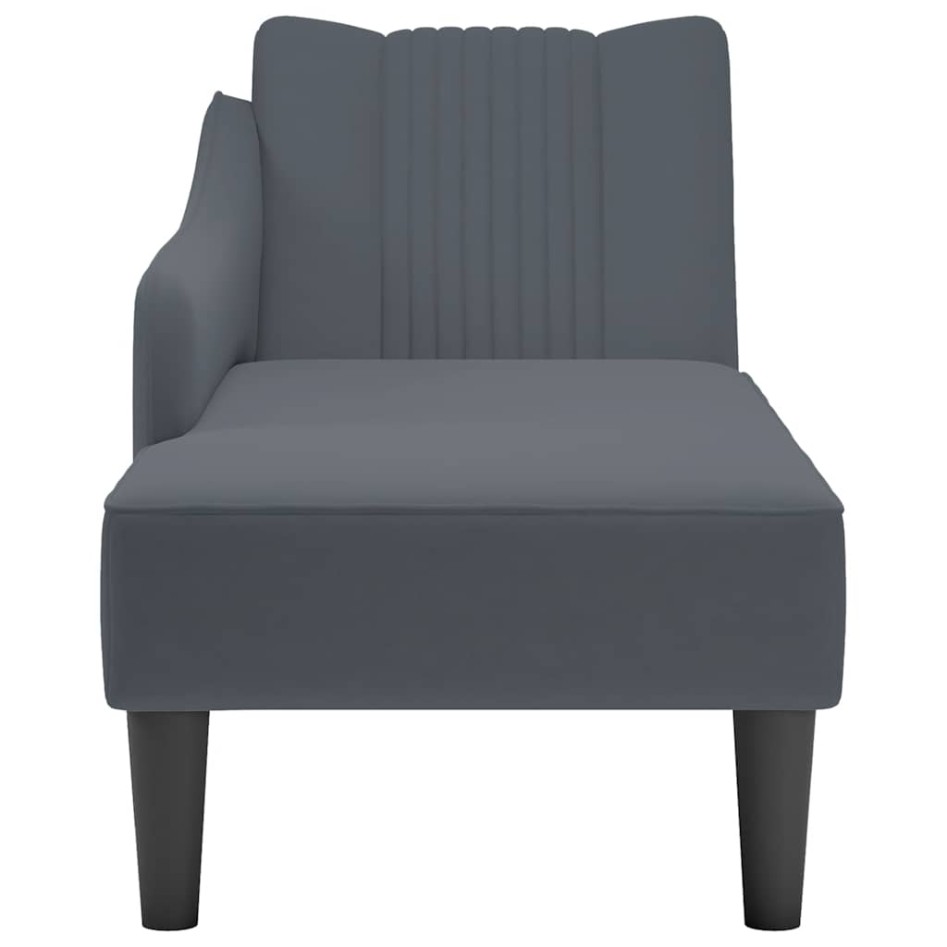 Chaise longue con reposabrazos derecho terciopelo gris