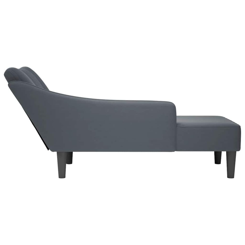 Chaise longue con reposabrazos derecho terciopelo gris