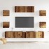 Conjunto de mueble de TV 7 piezas montado la pared madera