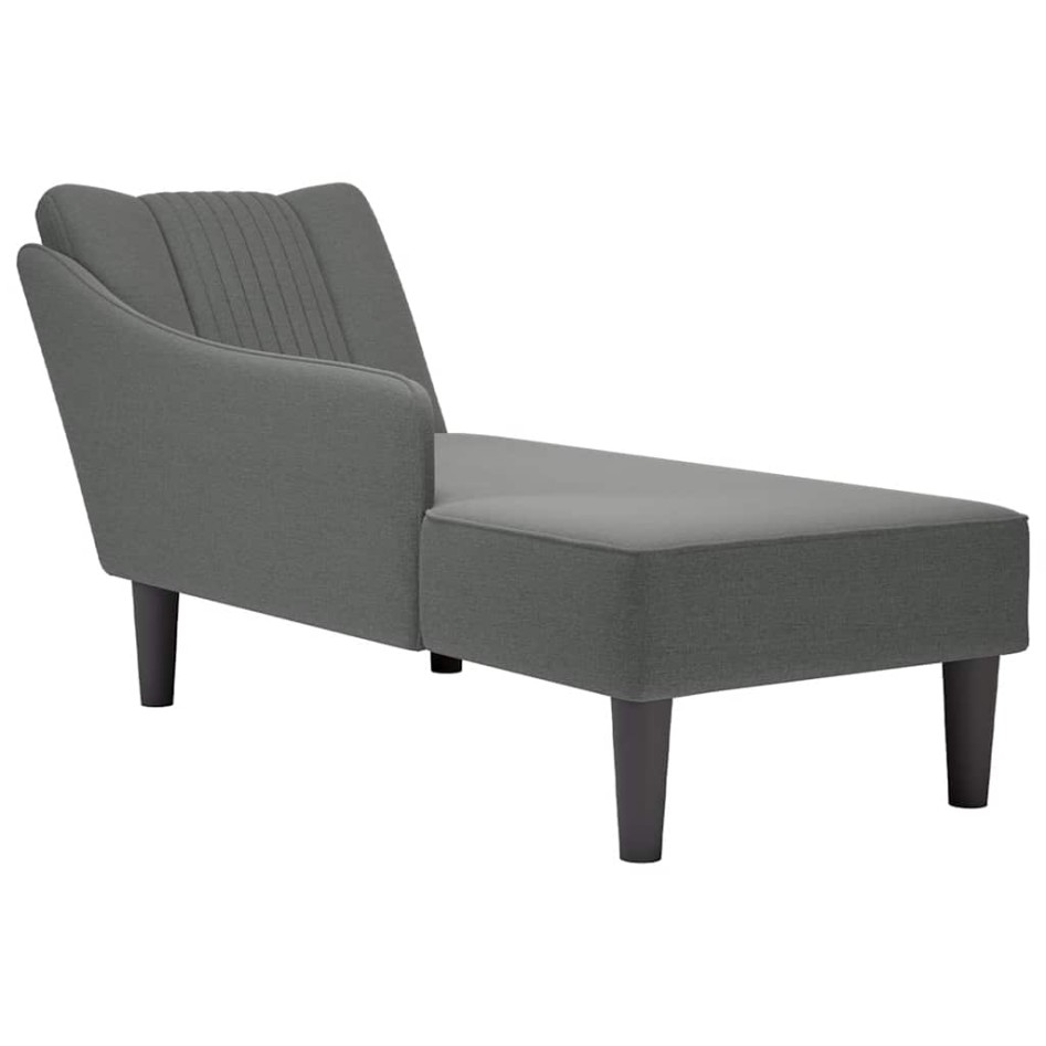 Chaise longue con reposabrazos derecho tela gris